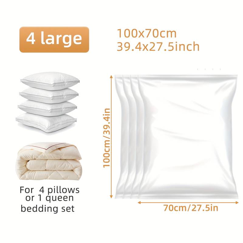 Set 5 Saci Vidat Transparenti Pentru Depozitare, Vidare Cu Aspiratorul, 70x100cm