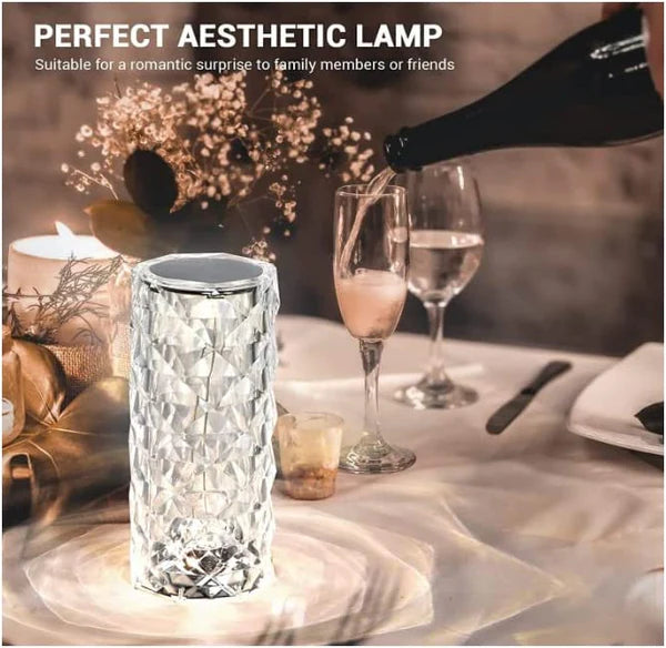 Lampa Crystal Diamond, atmosfera si ambianta, 16 culori, incarcare USB, Touch, telecomanda