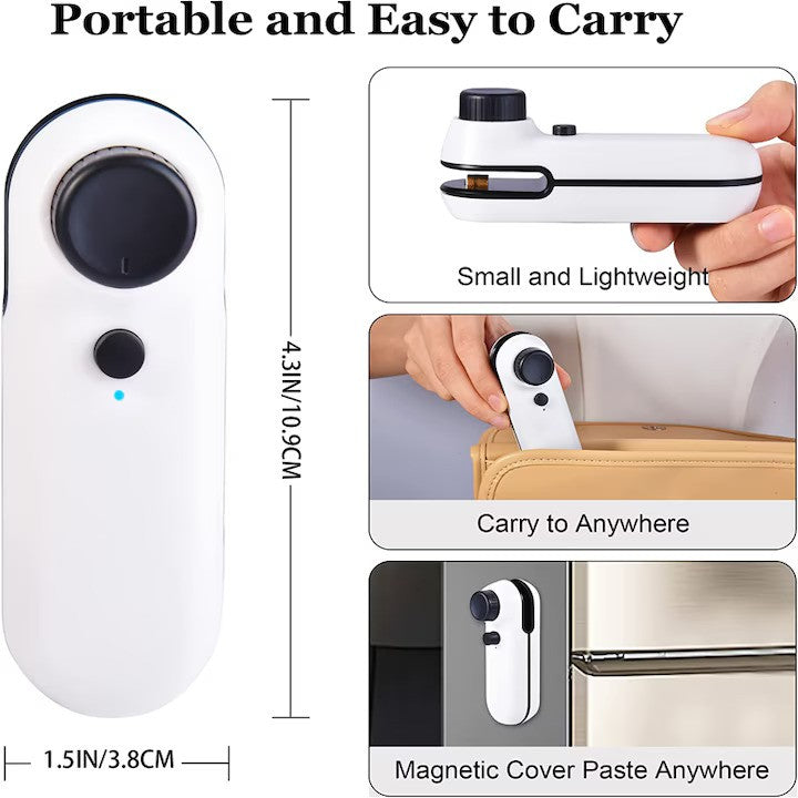 Aparat De Sigilat Pungi Si Ambalaje, Sigilare Termica, Cutter Si Magnet Integrat, Incarcare Prin USB, Portabil
