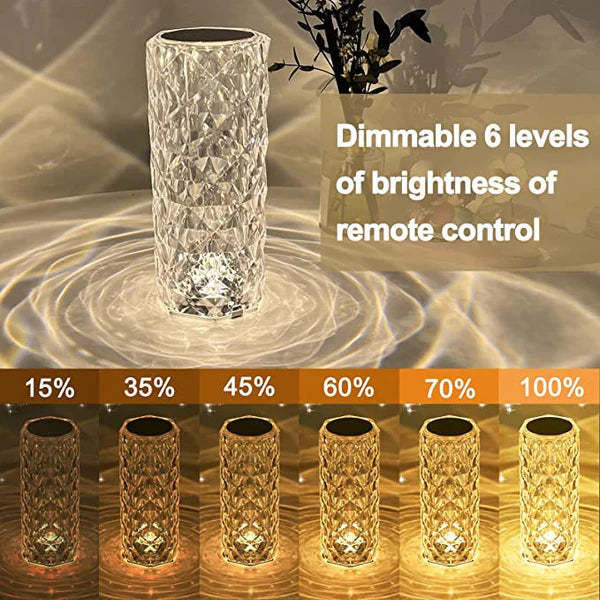 Lampa Crystal Diamond, atmosfera si ambianta, 16 culori, incarcare USB, Touch, telecomanda