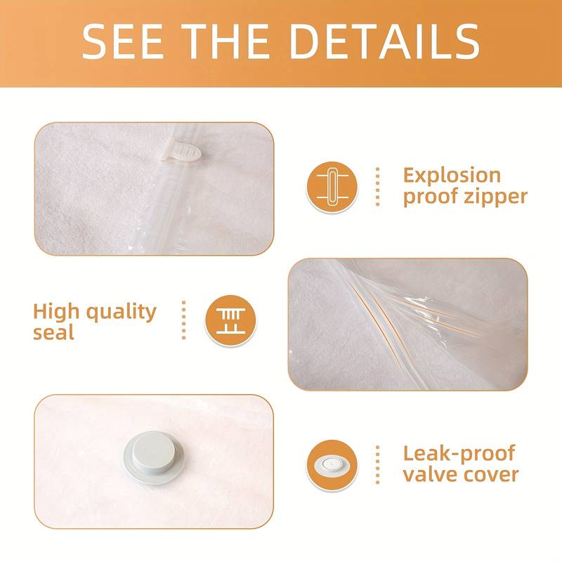 Set 5 Saci Vidat Transparenti Pentru Depozitare, Vidare Cu Aspiratorul, 70x100cm