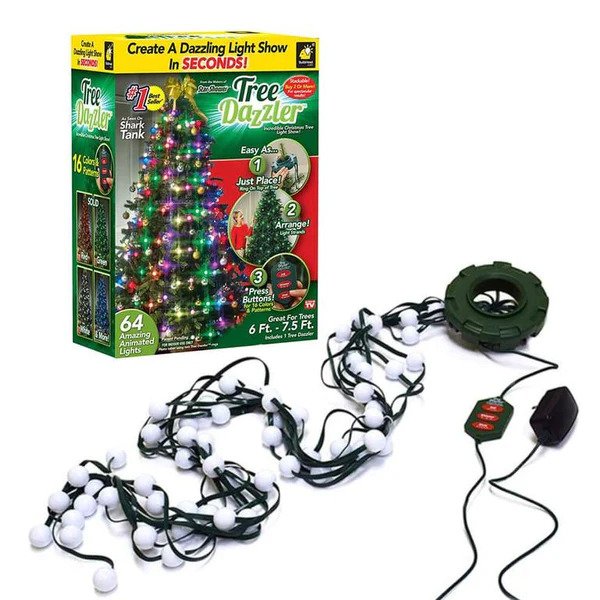 Instalatie pentru brad Tree Dazzler, 64 Globuri LED, 16 Culori, Telecomanda