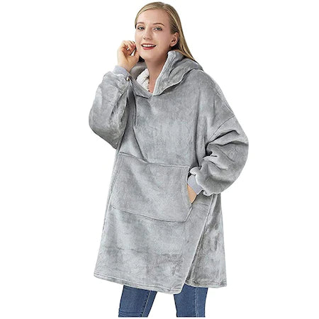 Patura-hanorac cu gluga, confortabila, calduroasa si pufoasa Huggle Hoodie