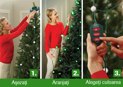 Instalatie pentru brad Tree Dazzler, 64 Globuri LED, 16 Culori, Telecomanda