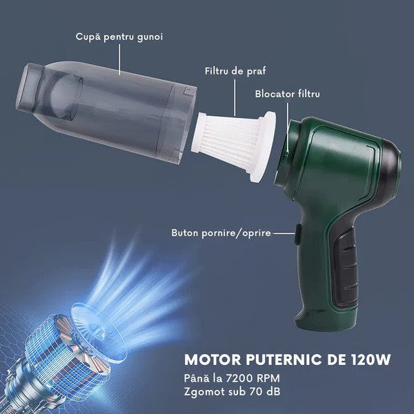 Mini aspirator portabil 3 in 1 pentru casa si masina, încarcare prin USB